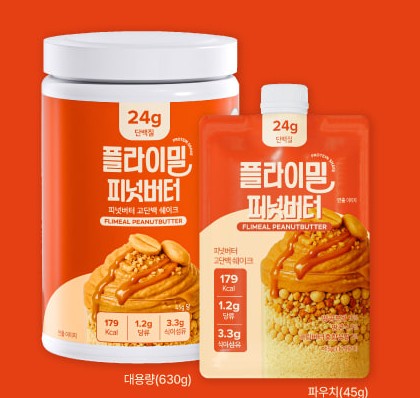 플라이밀 피넛버터 대용량 630g 통과 파우치 45g